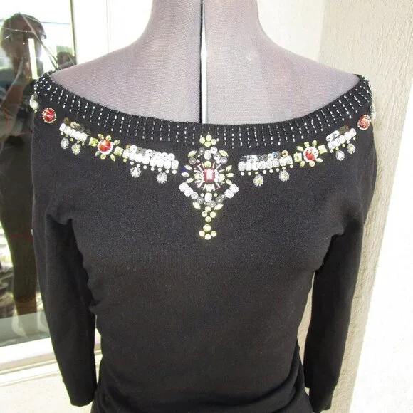 WHBM Jewel Bling Boatneck Dressy Sweater S - Picture 2 of 7